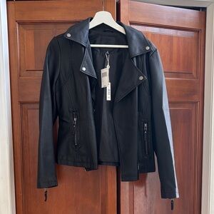 Max Studio Black Faux Leather Moto Jacket